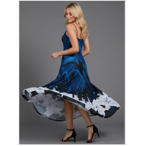 Blue Floral Print Cami Maxi Dress - Picture 4 of 9